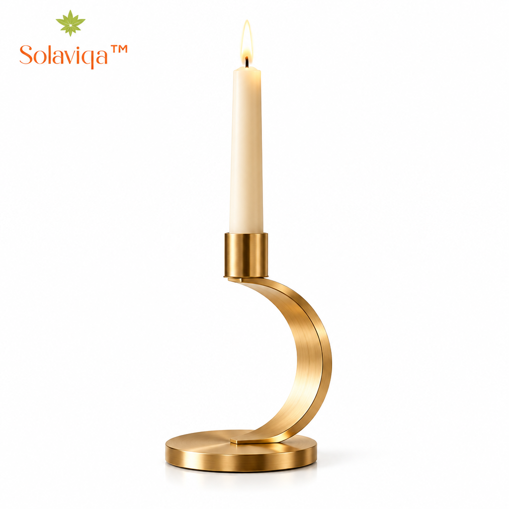 Solaviqa™ Arc Halo – Sculptural Curved Metal Taper Candle Holder, Mini